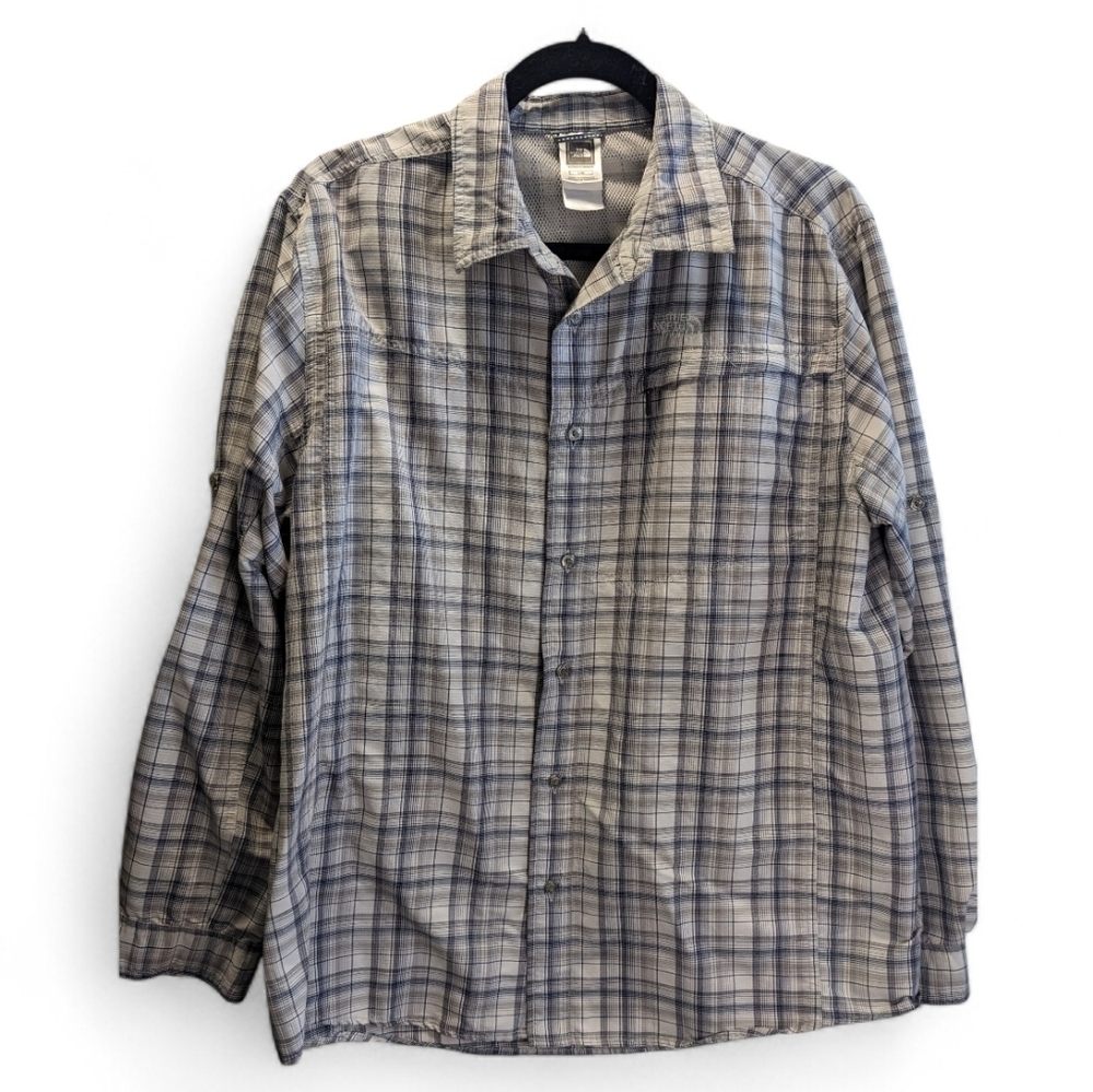 The North Face Men's Gray Plaid Casual Button Down Shirt Size XL